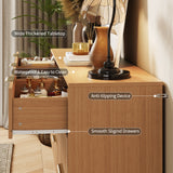 Garvee Fluted Dresser 9 Drawers Wooden Bedroom Chest Metal Handle Clothes Storage Organizer 63" Wide Natural