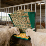 Garvee 2-in-1 Hay Feeder, Wall Mount Hay Rack for Horses, Heavy Duty Steel Hanging Livestock Feeder for Small Goats Sheep Cattle, Easy Assembly, Dark Green - Green