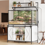 Garvee Reptile Tank Stand Fits Up to 120 Gallon Aquarium with 48"x24" Tabletop & Power Outlet for Bearded Dragon, Turtle Terrarium, Black - White