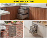 Garvee Outdoor Kitchen Drawers 17" W x 20" H x 20" D, Flush Mount Triple BBQ Drawers with Stainless Steel Handle, Grey - Grey