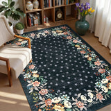 Garvee Black 4x6 Washable Floral Area Rug with Non-Slip Backing for Bedroom Living Room Dining Room - Black