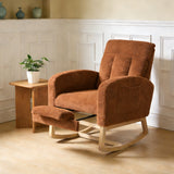 Garvee Modern Nursery Rocking Chair Teddy Upholstered Recliner with Adjustable Footrest for Living Room Bedroom Nursing Room, 24.8"W x 29.5"D x 40.9"H, Beige - Brown