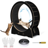 Garvee Cat Exercise Wheel Wooden Indoor Cat Running Treadmill with Carpeted Runway Low Noise Large Size