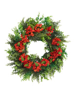 Garvee Lifelike Dragon Beard & Lavender Artificial Wreath – 20 Inch Greenery Floral Door Decor – Rustic Modern Farmhouse Accent – Spring Summer, Red-Green