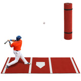 Garvee 10 x 3.8 ft Baseball Hitting Mat with Home Plate Anti Fade Turf for Indoor Outdoor Training Red - Red