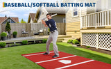 Garvee 12 x 6 ft Baseball Hitting Mat with Home Plate and Anti Fade Turf for Indoor and Outdoor Training, Red - Red