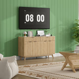 Garvee 60'' Sideboard Buffet Storage Cabinet with 2 Drawers 4 Doors Adjustable Shelves for Kitchen Living Room Entryway, Large Storage, Wood, White - Light Oak Wave