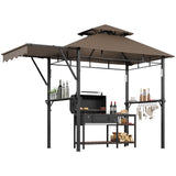 Garvee Grill Gazebo Outdoor Grill Shelter Durable Weather-Resistant Black - Brown