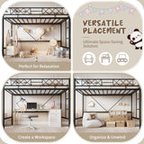 Garvee Loft Bed Twin Size with Arched Safety Guardrail & Ladder, Heavy Duty Metal Frame, Space Saving Matte Black - Matte Black