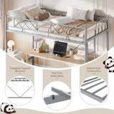 Garvee Twin Size Loft Bed Heavy Duty Metal Frame With Arched Guardrail Flat Ladder Rung Steel Slat Support Gray Space Efficient - Gray