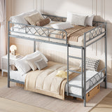 Garvee Bunk Bed Twin Over Twin With Extra High Guardrail Heavy Duty Metal Frame Space Saver Gray - Gray