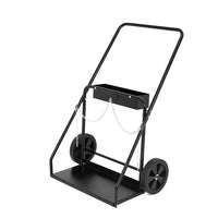 Garvee Welding Cylinder Cart Heavy Duty Carbon Steel Oxygen Acetylene Tank Cart with Handle and Chains for Workshops and Industrial Use, 10-Inch Wheels, Black