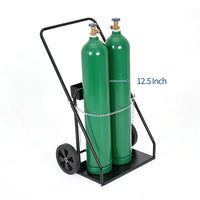 Garvee Welding Cylinder Cart Heavy Duty Carbon Steel Oxygen Acetylene Tank Cart with Handle and Chains for Workshops and Industrial Use, 10-Inch Wheels, Black