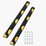 Garvee 72" Heavy Duty Rubber Parking Curb with Reflective Stripes – 2-Pack Wheel Stopper for Garage & Driveway, 55,000 LBS Capacity (Light Yellow YT, Regular Rubber >85%, 8 Nails)