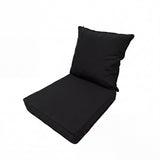 Garvee 24"x24" Black Outdoor Chair Cushion Set, 2-Piece Seat and Back Pads with 3.9" High-Density Foam Seat, 5.9" Plush Back Support, Water-Resistant UV-Resistant Fabric, Removable Zippered Covers for Patio, Deck and Poolside - Black