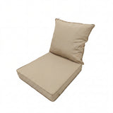 Garvee 24"x24" Beige Outdoor Chair Cushion Set, 2-Piece Seat and Back Pads with 3.9" High-Density Foam Seat, 5.9" Plush Back Support, Water-Resistant UV-Resistant Fabric, Removable Zippered Covers for Patio, Deck and Poolside - Beige