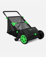 Garvee 21" Manual Push Lawn Sweeper, Plastic Leaf & Grass Collector with 3.5 cu ft Mesh Collection Bag, 4 Rotating Brushes, Adjustable Brush Height for Lawn, Yard, Driveway, Patio & Garden Cleanup, Green + Black - Green + Black