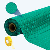 Garvee Garage Floor Mat 7.5x20 ft, 0.11 in Thick Diamond Plate PVC Floor Covering, 150 sq ft Waterproof Non Slip Parking Surface with Tape, Oil and Spill Protector, Trim to Fit Roll for Workshop Basement Warehouse and Gym, Green - Green