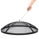 Garvee Fire Pit Spark Screen Cover for Campfires - Easy Lift Stainless Steel, Mesh Protector, Guide Rod Included, Outdoor Patio & Backyard Accessory, Black，36 * 36 * 7inch