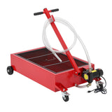 Garvee 25 Gallon Oil Drain Pan with 110V 180W Electric Pump, Metal Cart, 8FT Hose, Folding Handle, Wheels, for Cars, SUVs, Trucks, Buses, RVs - Red-Electric-110V
