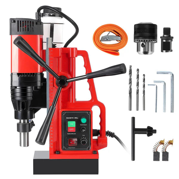 Garvee Magnetic Drill, 1550W 550RPM Portable Magnetic Drill Press, 1.57in Boring Diameter, 12Pcs Drill Bits Electric Drilling Machine for Metal Surface, Industrial and Home Improvement 500RPM