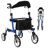 Garvee 2-in-1 Folding Walker & Transport Chair, 300lbs Capacity All-Terrain Rollator with Dual Brake System & Storage Bag, Lightweight Aluminum Frame for Seniors, Shopping, Outdoor Usea - Standard
