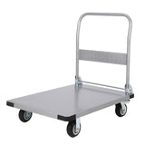 Garvee Platform Truck Cart 2000 LBS Load Capacity, Foldable Steel Hand Push Dolly with 6" TPR Brake Wheels, Heavy Duty Flatbed Hand Cart 36" x 24" for Loading and Moving, Home Office Warehouse - Silver
