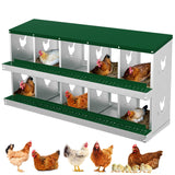 Garvee 10 Compartments Metal Chicken Nesting Boxes, Nesting Boxes, Chicken Laying Box with Roll Out Egg Collection with Vented Holes - Green