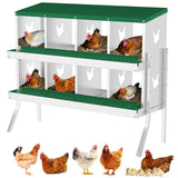 Garvee 8 Compartments Metal Chicken Nesting Boxes, Nesting Boxes with Metal Legs, Chicken Laying Box with Roll Out Egg Collection with Vented Holes - Green