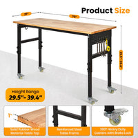 Garvee Adjustable Workbench 70x21 in with Power Outlet, Scale, Pegboard, 6 Hooks, 2200 LBS Load Capacity for Garage, Office, Home, Black Metal Frame