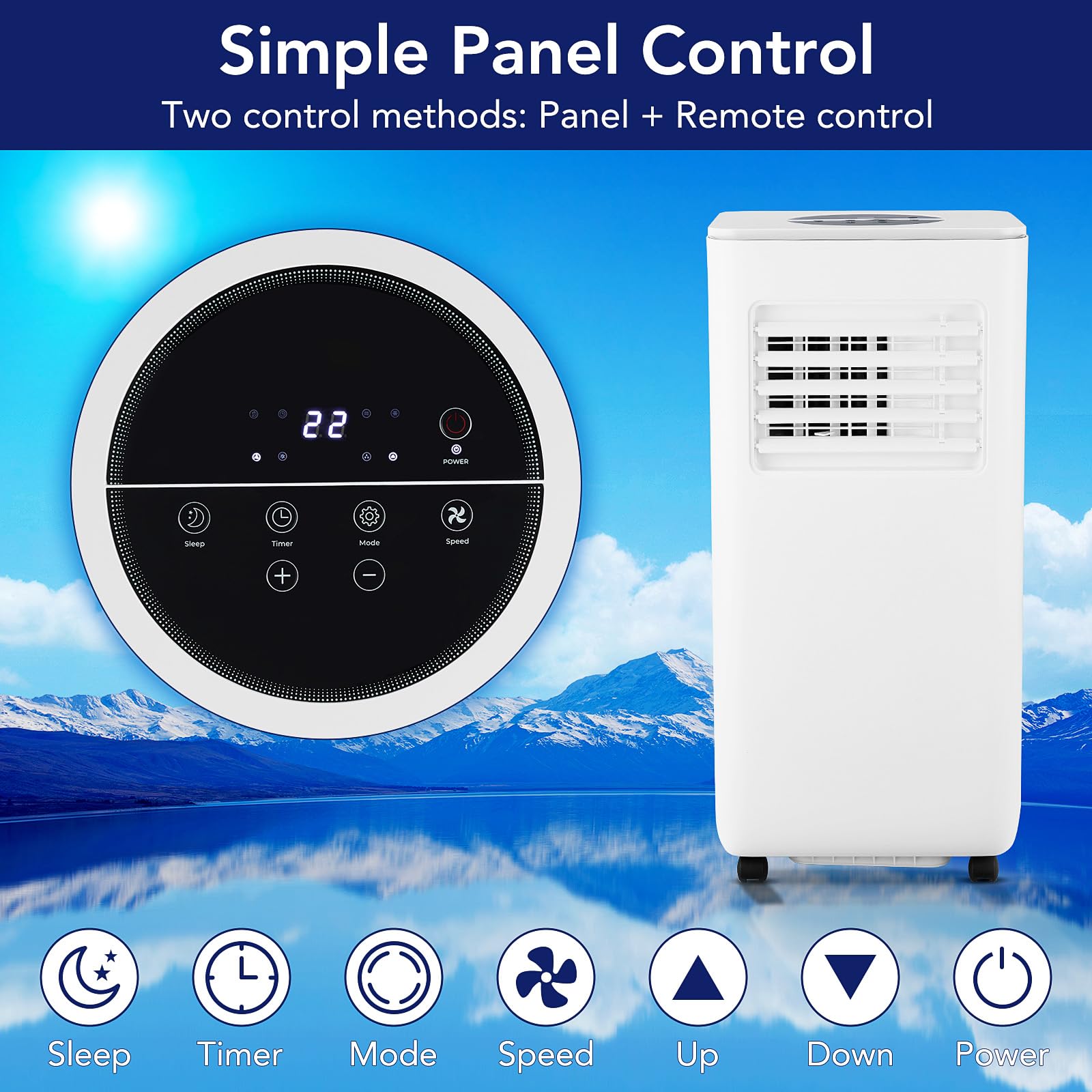 Garvee 10000 BTU Portable Air Conditioner, Indoor AC Unit with Remote Control, Built in Dehumidifier & Fan & Sleep Mode, 24H Timer, Portable AC for Room, Office