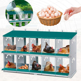 Garvee 10-Compartment Metal Nesting Box – Heavy-Duty Roll Away Egg Design w/Perch & Cover for Poultry Wall/Floor Mount, Green - Dark Green