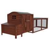 Garvee Chicken Coop, Outdoor Chicken Coop for 3-5 Chickens, 106in Chicken Coop with Run, Wooden Chicken Coop with Waterproof Roof, Nesting Box, Pull Out Trays and Ramp, Red Train