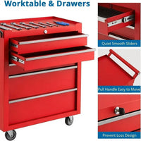 Garvee Boîte à outils roulante à 5 tiroirs avec système de verrouillage à clé et doublures de tiroir pour garage, entrepôt, atelier de réparation, acier laminé à froid durable, noir