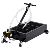 Garvee 25 Gallon Oil Drain Pan with 110V Electric Pump, 8FT Hose, Folding Handle, Carbon Steel, Wheels, for Cars, SUVs, Trucks, Buses, RVs - Black-Electric-110V