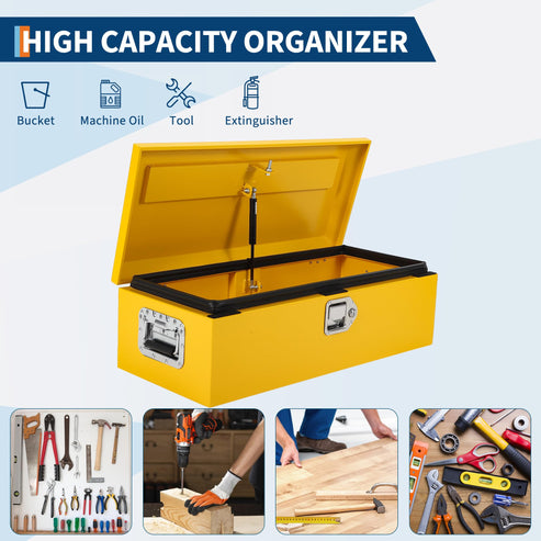 Garvee 20-Inch Steel Truck Bed Tool Box - Diamond Plate Design with Side Handle and Locking Keys, Compact and Durable Storage for Pickup Trucks, RVs, and Trailers, Yellow
