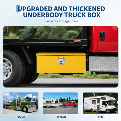 Garvee 20-Inch Steel Truck Bed Tool Box - Diamond Plate Design with Side Handle and Locking Keys, Compact and Durable Storage for Pickup Trucks, RVs, and Trailers, Yellow
