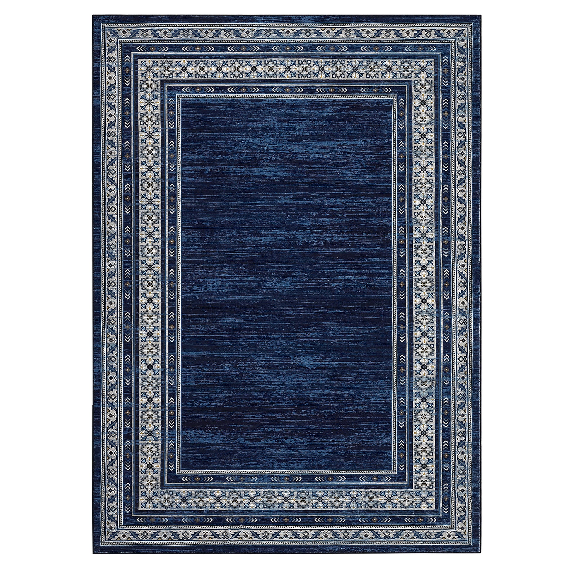 Garvee Washable 9x12 Geometric Area Rug, Soft Modern Non Slip Accent Carpet for Living Room, Bedroom, Dining Room, Nursery, Blue