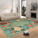 Garvee Floral Irregular Rug 8x10 Modern Area Rugs for Living Room Ultra Soft Washable Rugs for Bedroom Non Slip Contemporary Nursery Rugy Non Shedding Carpet for Dining Room, Green - Green