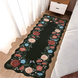 Garvee 2x6 Floral Runner Rug Machine Washable Runner Rug Modern Irregular Hallway Rug Non Slip Rug Runners for Bedside Soft Indoor Carpet Runner for Bedroom Office Dorm Kitchen, Black - Black