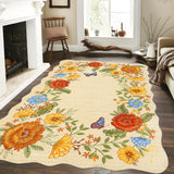Garvee 5x7 Yellow Irregular Area Rugs for Living Room Ultra Soft Washable Rugs for Bedroom Non Slip Nursery Rug Non Shedding Kids Rug Modern Floral Playroom Carpet for Bedroom Dining Room - Yellow