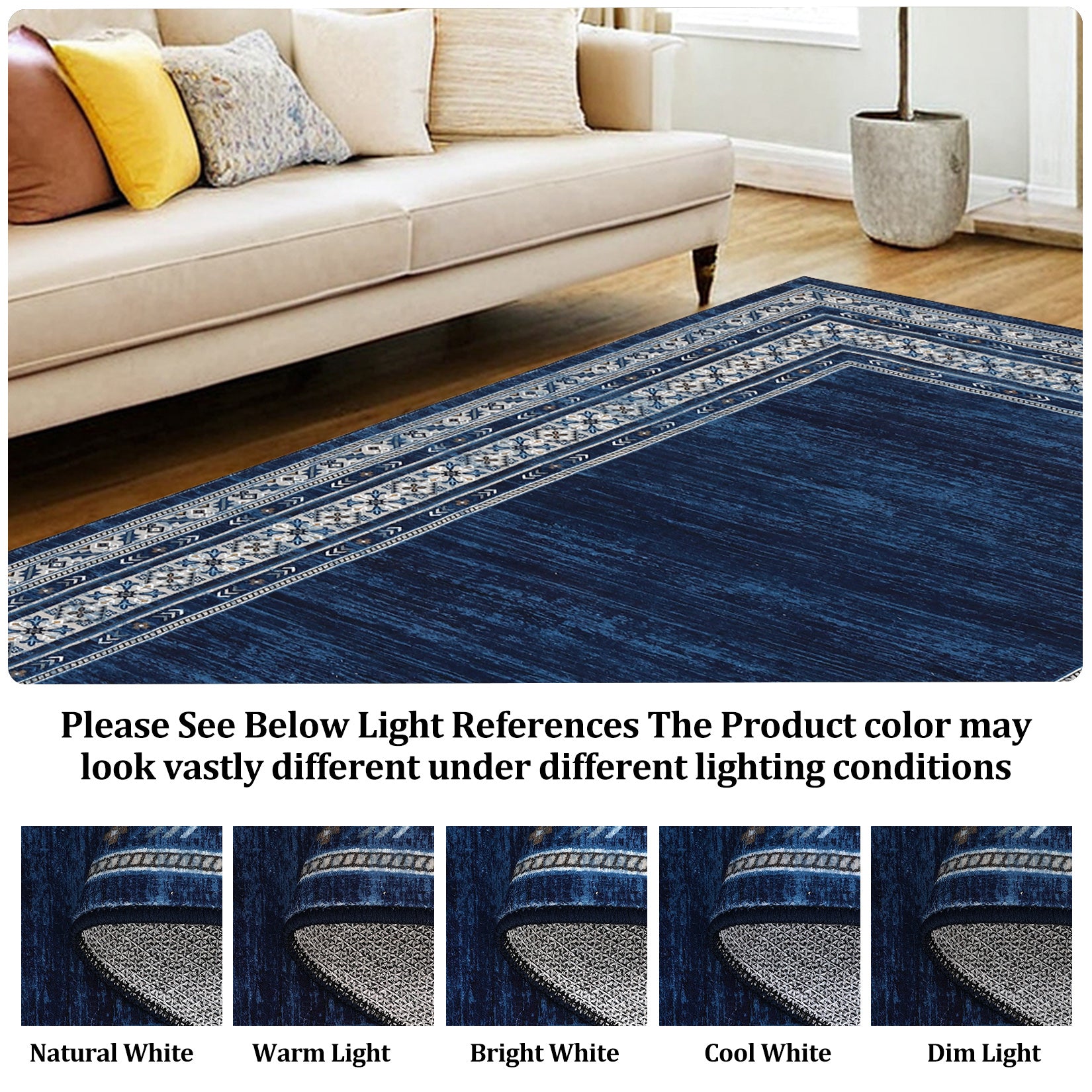 Garvee Washable 9x12 Geometric Area Rug, Soft Modern Non Slip Accent Carpet for Living Room, Bedroom, Dining Room, Nursery, Blue