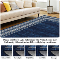 Garvee Washable 9x12 Geometric Area Rug, Soft Modern Non Slip Accent Carpet for Living Room, Bedroom, Dining Room, Nursery, Blue