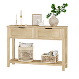Garvee Modern Fluted Console Table with 2 Drawers – Narrow Entryway Sofa Table with Storage Shelf – Ideal for Living Room, Hallway, Foyer – Black