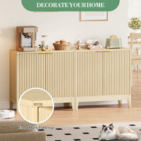Garvee Modern Fluted Sideboard Buffet Cabinet – 32 Inch Console Table with Adjustable Shelf, 2 Doors, Ideal for Living Room, Dining Room, Kitchen, Entryway – Oak Color