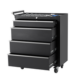 Garvee 24Inch 4-Drawer Rolling Tool Chest, Portable Tool Storage Cabinet On Wheels with Drawers, Locking Mechanism, Multifunctional Tool Organizer Rolling Cart for Garage, Workshop, Home - Black