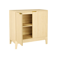 Garvee Modern Fluted Sideboard Buffet Cabinet – 32 Inch Console Table with Adjustable Shelf, 2 Doors, Ideal for Living Room, Dining Room, Kitchen, Entryway – Oak Color