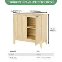 Garvee Modern Fluted Sideboard Buffet Cabinet – 32 Inch Console Table with Adjustable Shelf, 2 Doors, Ideal for Living Room, Dining Room, Kitchen, Entryway – Oak Color