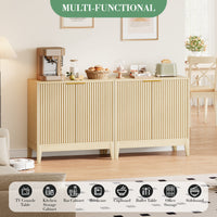 Garvee Modern Fluted Sideboard Buffet Cabinet – 32 Inch Console Table with Adjustable Shelf, 2 Doors, Ideal for Living Room, Dining Room, Kitchen, Entryway – Oak Color