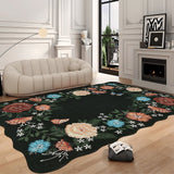 Garvee Floral Irregular Rug 8x10 Modern Area Rugs for Living Room Ultra Soft Washable Rugs for Bedroom Non Slip Contemporary Nursery Rugy Non Shedding Carpet for Dining Room, Black - Black